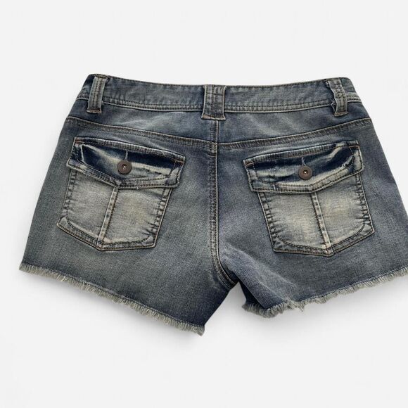 Earl Jean Y2K Vintage Micro Mini Denim Shorts – Low Rise Pocket Mini 2000s 26 - Picture 4 of 6